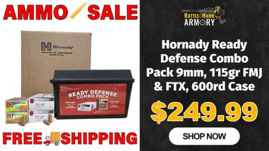 Hornady Ready Defense Combo Pack 9Mm 115Gr Fmj Ftx 600Rd Case