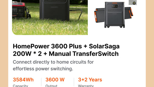 HomePower 3600 Plus + SolarSaga 200W * 2 + Manual TransferSwitch