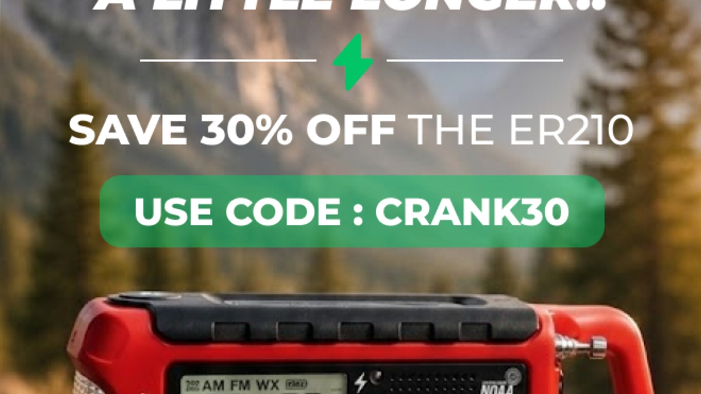 USE CODE: CRANK30 to save 30% off the ER210