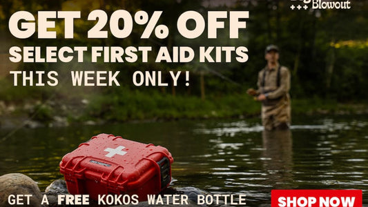Get 20% off select first aid kits this week only! Get a free KOKOS water bottle on orders over $250. Shop Now