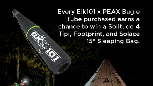 Buy a Elk101 x PEAX bugle tube and get entered to win a tent and sleeping bag. Shop now.