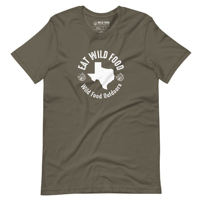 Unisex White Texas Eat Wild Food Circle Tee