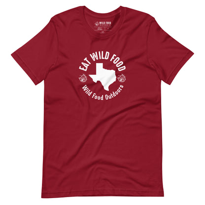 Unisex White Texas Eat Wild Food Circle Tee