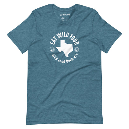 Unisex White Texas Eat Wild Food Circle Tee