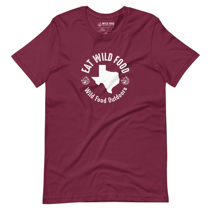 Unisex White Texas Eat Wild Food Circle Tee