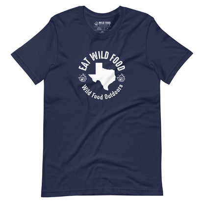 Unisex White Texas Eat Wild Food Circle Tee