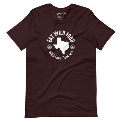 Unisex White Texas Eat Wild Food Circle Tee